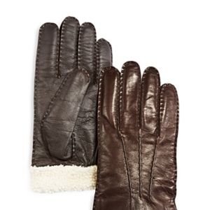 The Men's Store at Bloomingdale's Shearling Cuff Tech Gloves Brown Size L $128